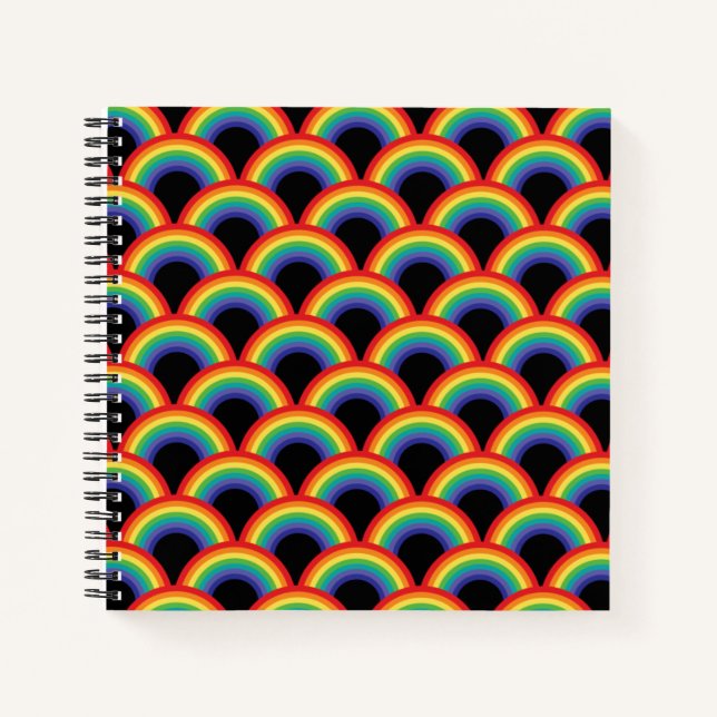 Farbenfrohe Regenbogenmuster Notizbuch (Vorderseite)