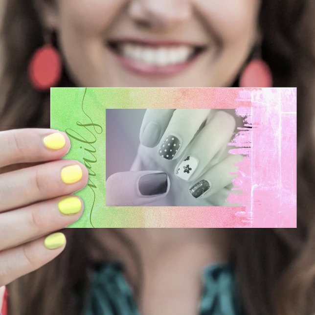 Farbenfrohe Regenbogennägel Fotoplatt Visitenkarte (Von Creator hochgeladen)