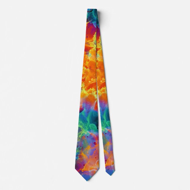 Farbenfrohe Regenbogennebel Abstrakte Wasserfarbe Krawatte (Vorderseite)
