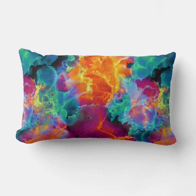 Farbenfrohe Regenbogennebel Abstrakte Wasserfarbe Lendenkissen (Vorderseite)