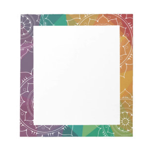 Farbenfrohe Regenbogenombre geometrische mandalisc Notizblock