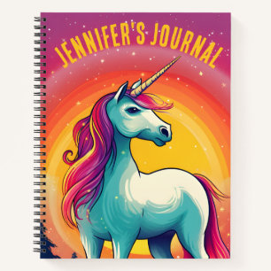Farbenfrohe Regenbogenpresse Unicorn Journal Name  Notizbuch