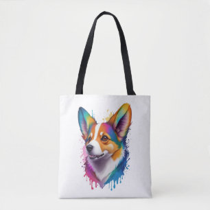Farbenfrohe Regenbogenrealistisch Welsh Corgi Hund Tasche
