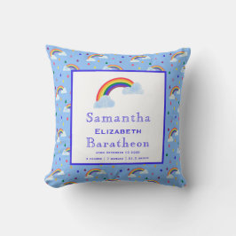 Farbenfrohe Regenbogenreste Personalisierter Gebur Kissen