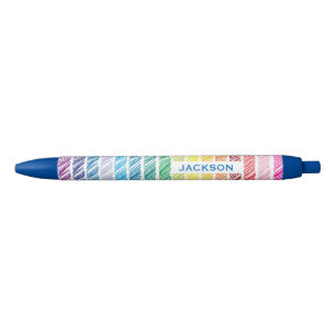 Farbenfrohe Regenbogenschablonen Streifen Personal Kugelschreiber