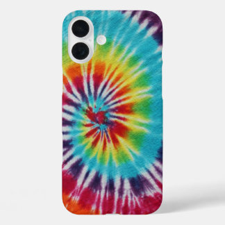 Farbenfrohe Regenbogenspirale Gefärbte Krawatte iPhone 16 Plus Hülle