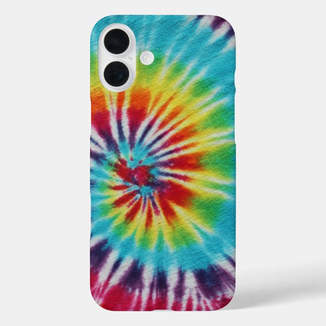 Farbenfrohe Regenbogenspirale Gefärbte Krawatte iPhone 16 Plus Hülle (Rückseite)