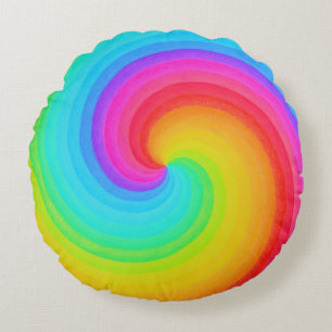 Farbenfrohe Regenbogenspirale Rundes Kissen