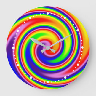 Farbenfrohe Regenbogenspirale wirbellose numerisch Große Wanduhr