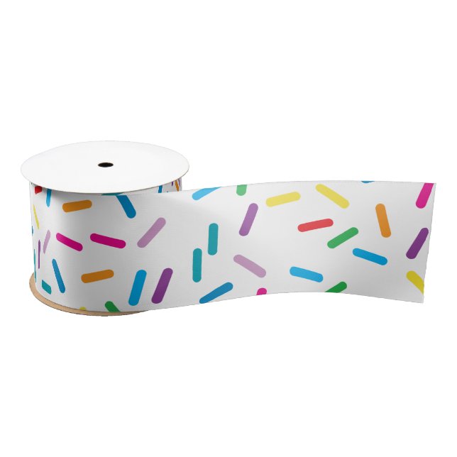 Farbenfrohe Regenbogensprinklen Muster Satinband (Spule)