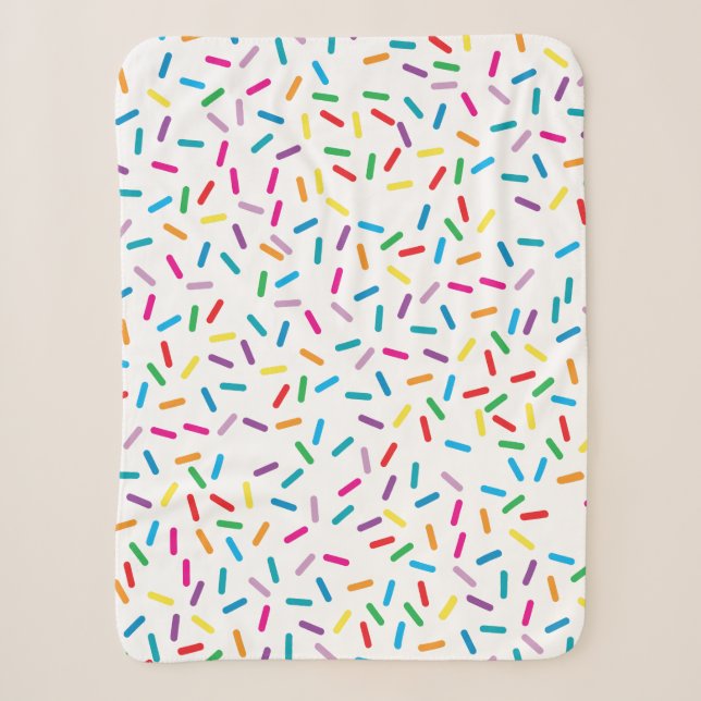 Farbenfrohe Regenbogensprinklen Muster Sherpadecke (Vorderseite)