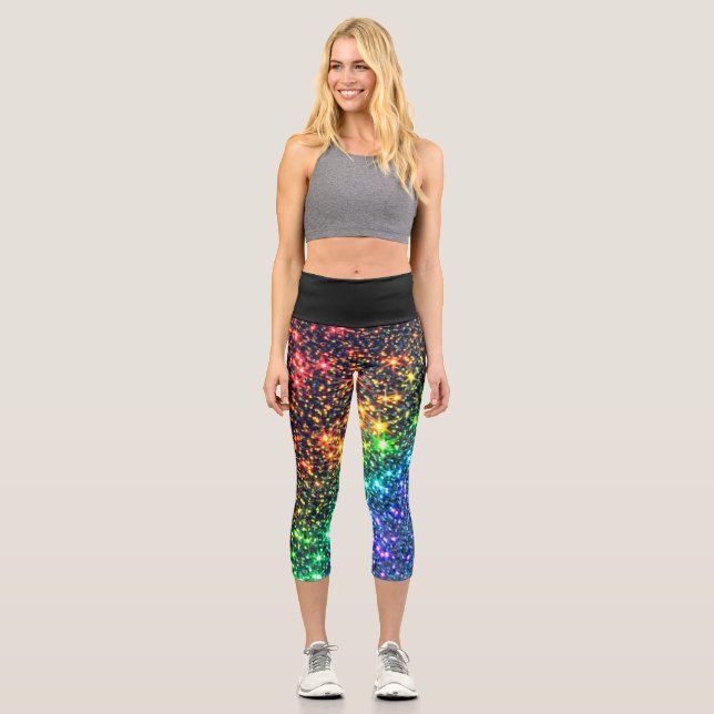 Farbenfrohe Regenbogensteine Capri Leggings (Vorderseite)