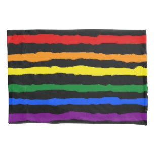 Farbenfrohe Regenbogenstreifen auf beliebig farbig Kissenbezug
