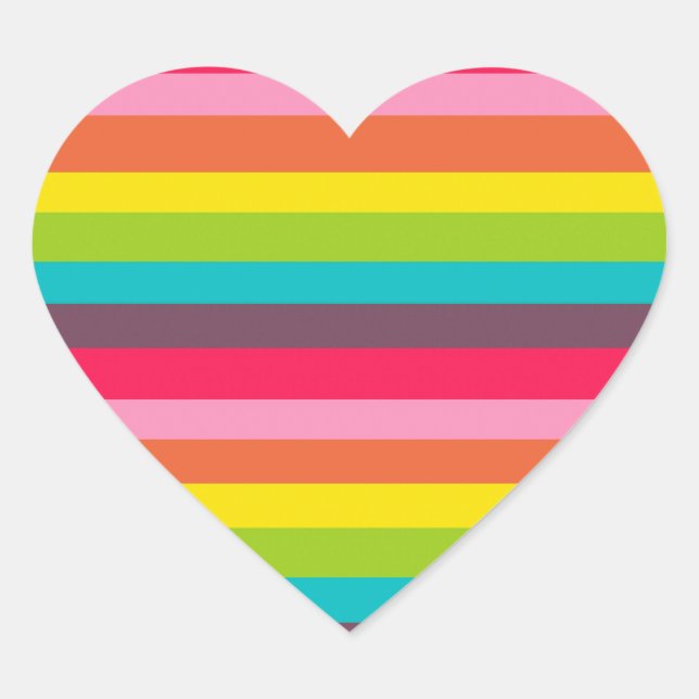 Farbenfrohe Regenbogenstreifen Girlanfarbmuster Herz-Aufkleber (Vorderseite)