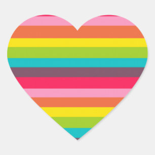Farbenfrohe Regenbogenstreifen Girlanfarbmuster Herz-Aufkleber