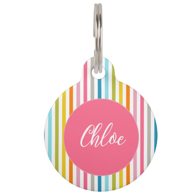 Farbenfrohe Regenbogenstreifen Haustiermarke (Vorderseite)