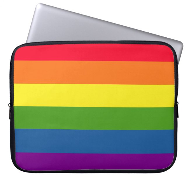 Farbenfrohe Regenbogenstreifen Laptopschutzhülle (Vorderseite)