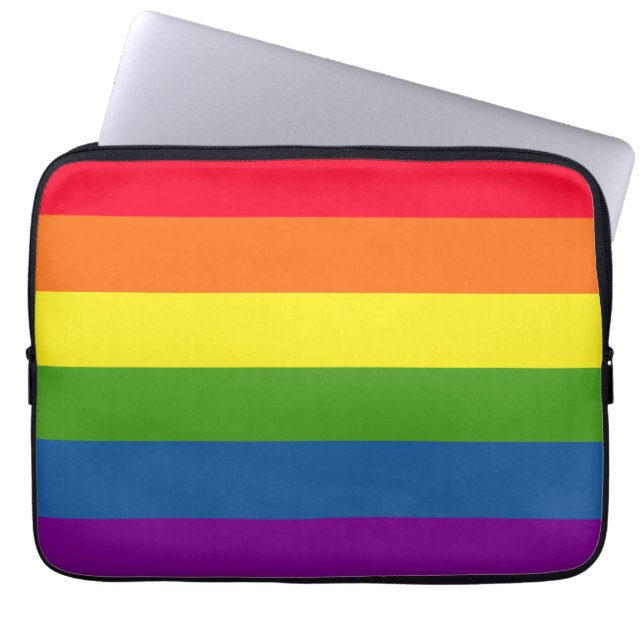 Farbenfrohe Regenbogenstreifen Laptopschutzhülle (Vorderseite)