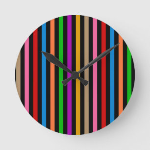 Farbenfrohe Regenbogenstreifen Linien Design - Sch Runde Wanduhr