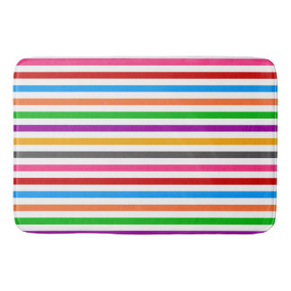 Farbenfrohe Regenbogenstreifen-Linien-Design - Wei Badematte