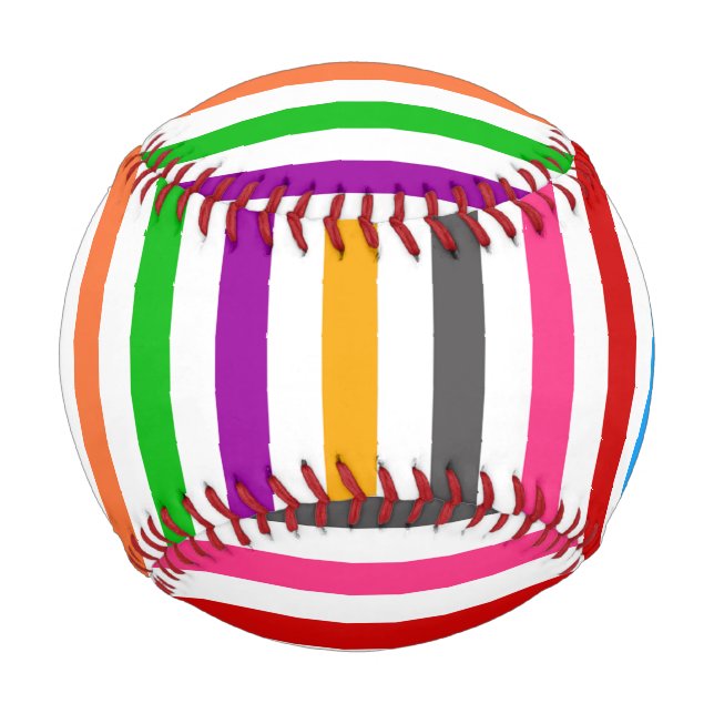 Farbenfrohe Regenbogenstreifen-Linien-Design - Wei Baseball (Vorderseite)