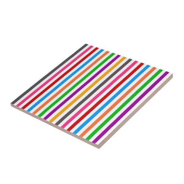 Farbenfrohe Regenbogenstreifen-Linien-Design - Wei Fliese (Seite)