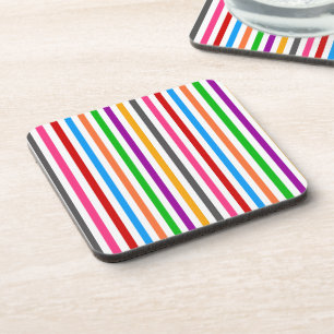 Farbenfrohe Regenbogenstreifen-Linien-Design - Wei Getränkeuntersetzer