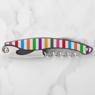 Farbenfrohe Regenbogenstreifen Linien Design - Wei Kellnermesser
