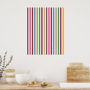 Farbenfrohe Regenbogenstreifen-Linien-Design - Wei Poster