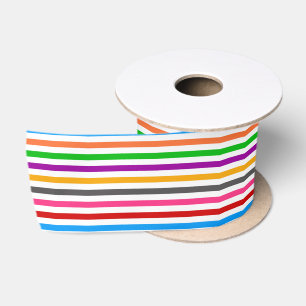 Farbenfrohe Regenbogenstreifen-Linien-Design - Wei Satinband