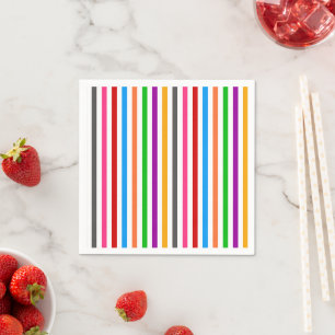 Farbenfrohe Regenbogenstreifen-Linien-Design - Wei Serviette