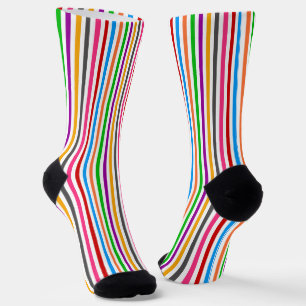 Farbenfrohe Regenbogenstreifen-Linien-Design - Wei Socken