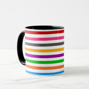 Farbenfrohe Regenbogenstreifen-Linien-Design - Wei Tasse