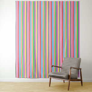 Farbenfrohe Regenbogenstreifen-Linien-Design - Wei Wandteppich