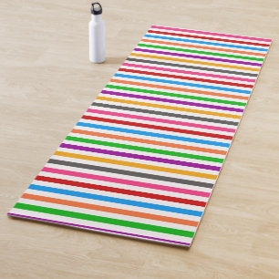 Farbenfrohe Regenbogenstreifen Linien Design - Wei Yogamatte