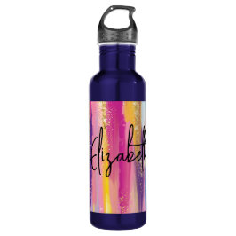 Farbenfrohe Regenbogenstreifen mit Imitaten Gold G Edelstahlflasche