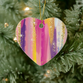 Farbenfrohe Regenbogenstreifen mit Imitaten Gold G Keramik Ornament