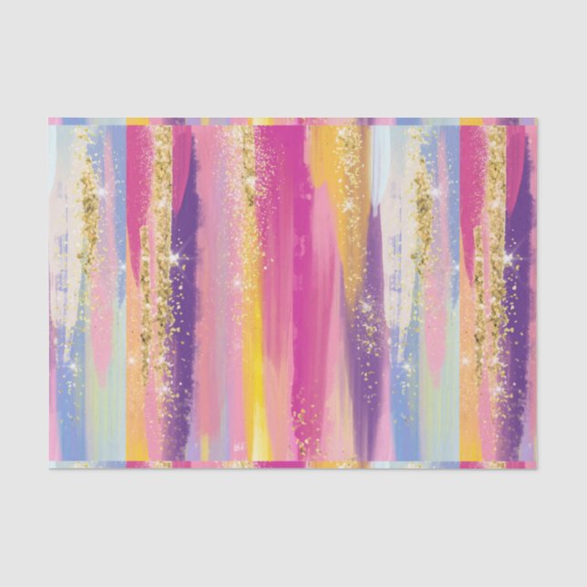 Farbenfrohe Regenbogenstreifen mit Imitaten Gold G Seidenpapier (Vorderseite)