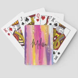 Farbenfrohe Regenbogenstreifen mit Imitaten Gold G Spielkarten