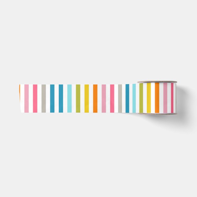 Farbenfrohe Regenbogenstreifen Satinband (Vorderseite)