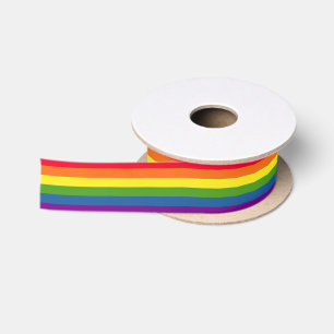 Farbenfrohe Regenbogenstreifen Satinband