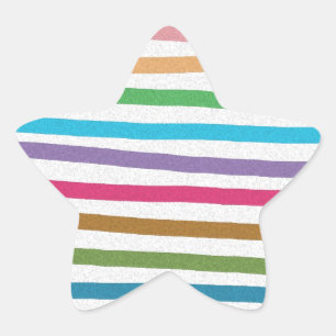 Farbenfrohe Regenbogenstreifen Stern-Aufkleber