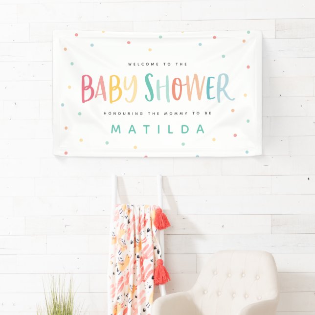 Farbenfrohe Regenbogenstreifen und Kinderdusche Banner (Insitu)