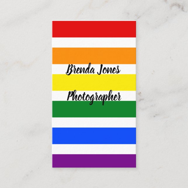 Farbenfrohe Regenbogenstreifen Vorlage für Fotogra Visitenkarte (Vorderseite)