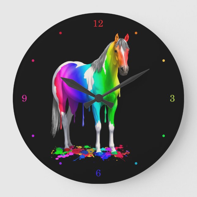Farbenfrohe Regenbogentropfen Große Wanduhr (Vorderseite)