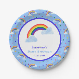 Farbenfrohe Regenbogenuppe Clouds Kinderdusche Pappteller