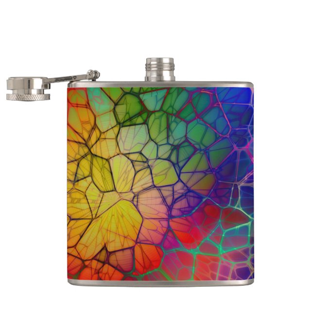 Farbenfrohe Regenbogenwebseite Flachmann (Geöffnet)