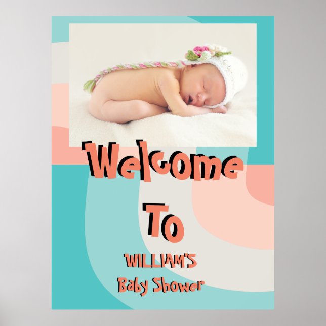 Farbenfrohe Regenbogenwelle Abstrakte Babydusche Poster (Vorne)