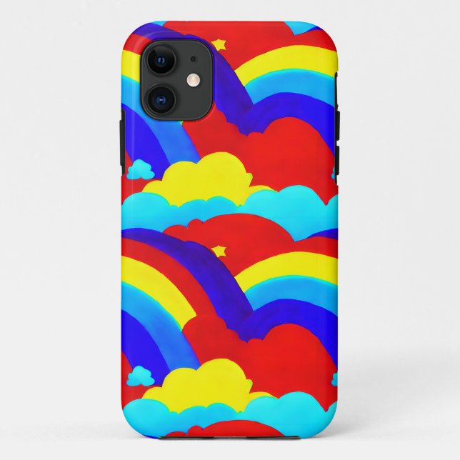 Farbenfrohe Regenbogenwolken Kindermuster Case-Mate iPhone Hülle (Rückseite)