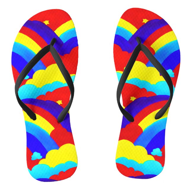 Farbenfrohe Regenbogenwolken Kindermuster Flip Flops (Fußbett)